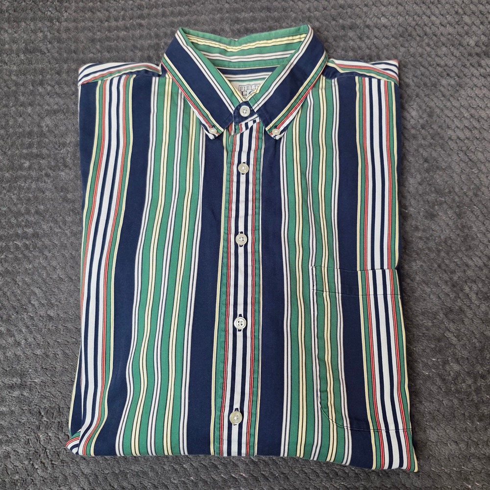 Field Gear Button Down Shirt XL Tall Multicolor Striped Y2K Long Sleeve
